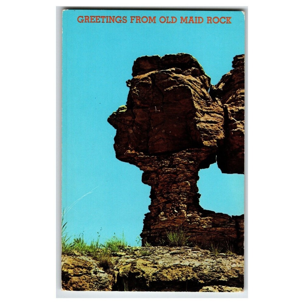 Old Maid Rock Kenton Oklahoma Profile Rock Formation Chrome Postcard